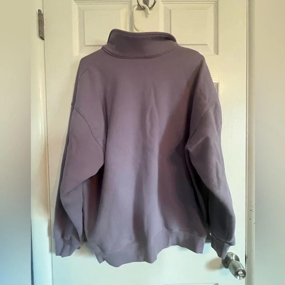Aritzia Tna Cozy Boyfriend Fleece Collared Sweatshirt 2XL oversized polo style - Picture 2 of 7